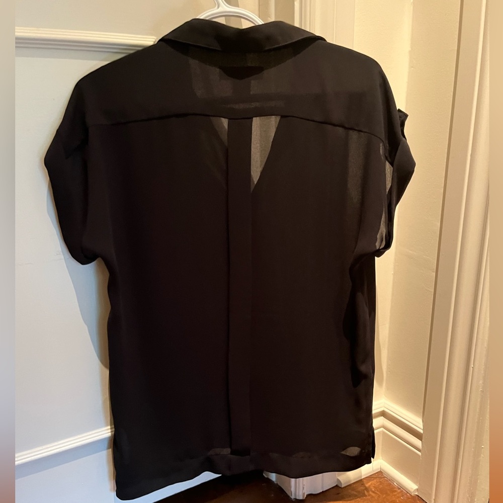 Joe Fresh Sheer Button Down Short Sleeve collared Blouse - Picture 3 of 3